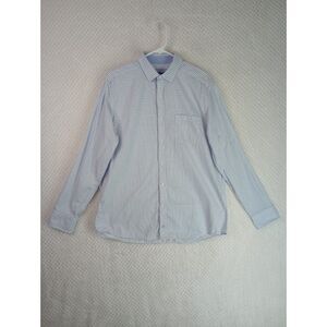 Johnston & Murphy Men's Large Blue Checkered Long Sleeve Button Up Shirt